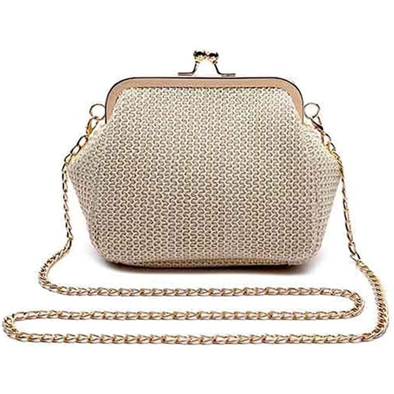 PIKADINGNIS Women's Kiss Lock Shoulder Bag Evening Cluth Bag Retro Handbag Crossbody Purse for Party Casual Commuter Bag