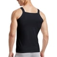 thumbnail image 4 of Mens Tank Top Stretchy Muscle Slim Solid Color Sleeveless Square Neck Undershirt Casual Summer Athletic Lightweight Vest Black L, 4 of 4