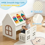 Funjoypals 9 in 1 Multifunctional Kids Activity Table Building Block Drawing Table for Children Kids Age 3-8 Indoor Playroom Bedroom