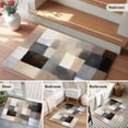 thumbnail image 5 of 2x3 Ft Entryway Area Rug, Brown Beige Plaid Kitchen Rug Runner Washable Floor Mat, Abstract Oil Painting Checkered Non Slip Indoor Door Mat Throw Carpet for Bathroom Living Room Bedroom, 5 of 8