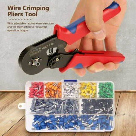 Crimping Tool set,Zerone 1pcs Wire Crimping Pliers Tool Ferrule Crimper 0.25-6mm² + 800Pcs Crimp Terminals,Wire Crimping Pliers