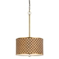 thumbnail image 1 of Benjara BM224895 Fabric & Metal Pendant with Geometric & Embossed Floral Design, Gold, 1 of 5