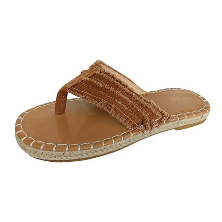 

TSADFHJI Women Slippers Outdoor Open Toe Women S Summer Fashion Clip Toe Flat Bottom Fabric Thongs Slippers Casual Comfortable Outdoor Beach Sandals Slippers Women s Slippers Size 9 On Brown 7