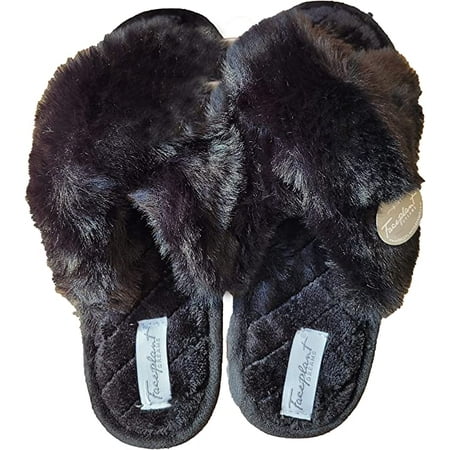 

Faceplant Dreams Black Furry Slides Medium