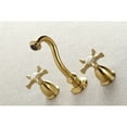 thumbnail image 3 of Kingston Brass KS3027NX Hamilton Two-Handle Wall Mount Roman Tub Faucet, Brushed Brass, 3 of 7
