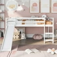 thumbnail image 2 of DEALTOPS Kids Family Pinewood Loft Bed with Slide and Ladder, White, 2 of 6