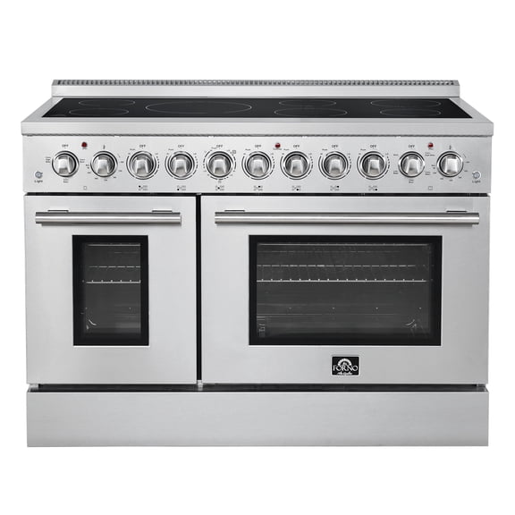 Forno Paolo 48 Inch Freestanding Electric Range, Stainless Steel, 6.7 cu.ft, True Convection Oven, Energy Efficient