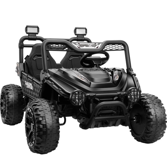 Funcid 24 Volt Ride on Toys UTV, 2 Seater XL Kids Ride on Electric Car with Remote Control, Metal Frame, Power Car Wheels with Key Start, Spring Suspension, 3 Speeds, Bluetooth Music, Black