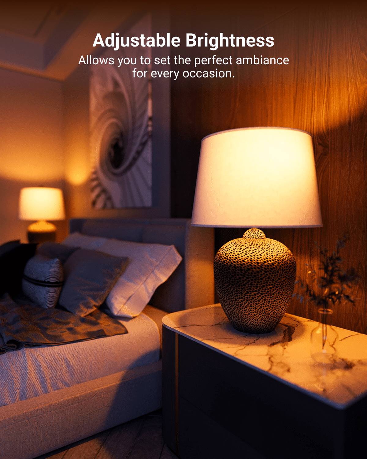 Sunco A19 LED Amber Light Bulb, E26 LED Bulb 60 Watt, Lights for Bedroom, Lamps, Living Room, 9W=60W, 1800K Amber Glow, Dimmable, 800 LM, E26 Medium Base, Instant On, Flicker Free, ETL, 4 Pack