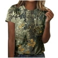 thumbnail image 1 of Tops Y Blusas de las Mujeres Estampadas Cuello Redondo Manga Corta, Poliéster Casual Top para Diario, Fiesta Y Todas las Estaciones, 1 of 5