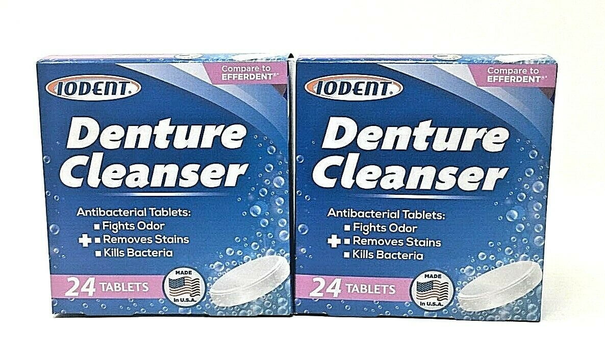 l0Dent Denture Cleanser Antibacterial Tablets Fights Odor 24 Tablets