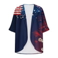 thumbnail image 6 of Frostluinai 4th of July Women's American Flag Print Kimono Cover Up Cardigan 3/4 Sleeve Chiffon Swimsuit Coverups Camiseta 4 de Julio Mujer, 6 of 6