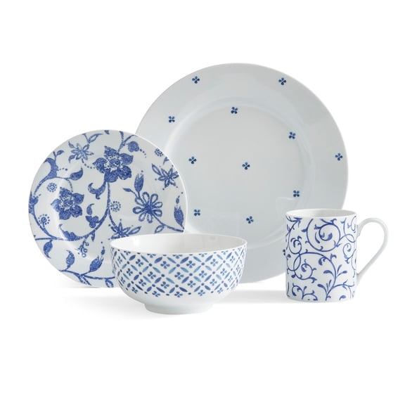 Portmeirion Home 16-Piece Dinnerware Set - Blue Indigo, Blue