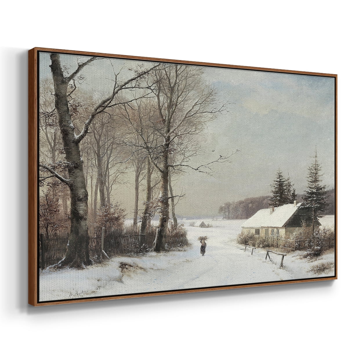 Vintage Landscape-CCLXXVIII By Wexford Home Framed in Walnut Wood Gallery Wrapped Canvas 17 in. x 25 in.