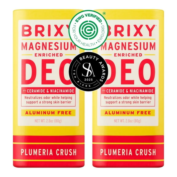 BRIXY Magnesium Deodorant, Odor Control With Ceramide & Niacinamide For Skin Health, Aluminum Free, Baking Soda Free, EWG VERIFIED, Sensitive Skin Deodorant, Vegan, Plastic Free, Light Scent (2 Pack)