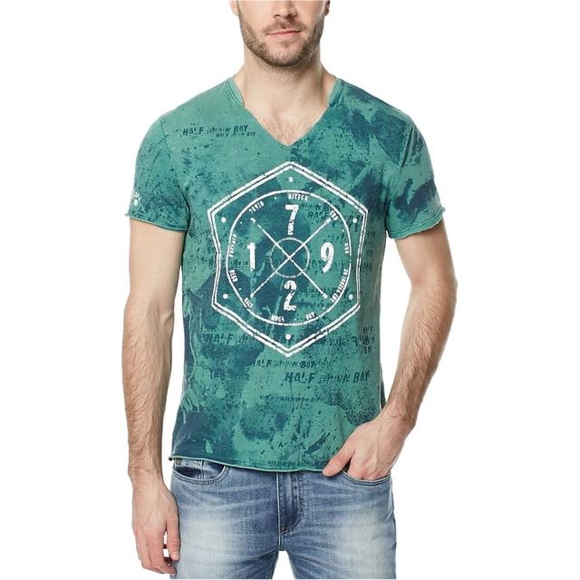 Buffalo David Bitton - Camiseta gráfica para hombre, diseño tie-dye, verde, grande