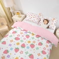 thumbnail image 2 of Erosebridal Pink Strawberry Queen Duvet Cover Set for Girls, Colorful Flower Floral Bedding, Pink Reversible 3 Pieces, 1 Duvet Cover and 2 Pillowcases, No Comforter, 2 of 6