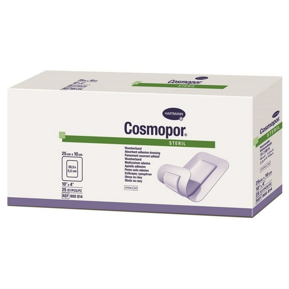Hartmann Cosmopore Sterile Adhesive Wound Dressing, 10" x 4"-Box of 25