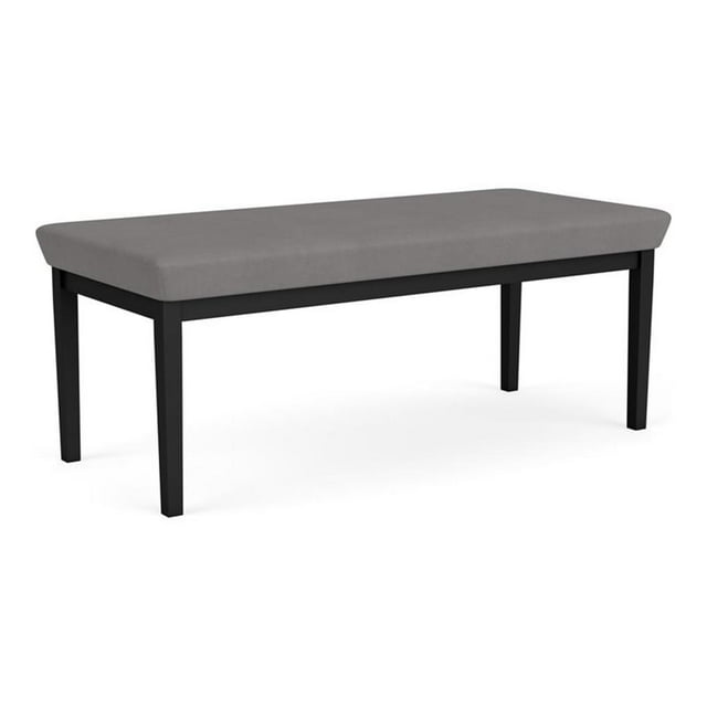 Lenox Steel Reception Waiting Room 2-Seat Bench / Black Steel / Light Gray
