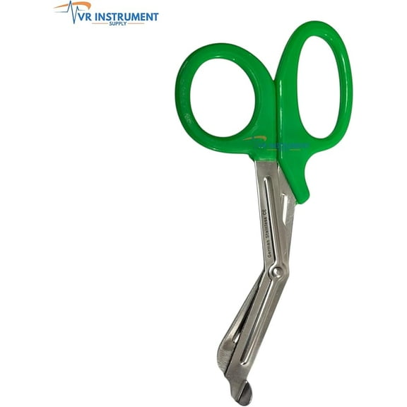 VR Instrument Supply EMT and Trauma Shears 7.5 Inch Bandage Scissors with Non-Stick Blades Green Handle German Stainless Steel