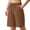 Brown, variant on Women's High Waisted Bermuda Shorts Casual Summer Beach Shorts Wide Leg Lounge Shorts with Pockets Drawstring Shorts Vacation Bottoms