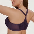 thumbnail image 2 of MELENECA Women's Plus Size Racerback Unlined Lace Underwire Front Closure Bra Purple 38G, 2 of 6