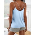 thumbnail image 3 of Ekouaer Womens Silk Satin Camisole Tank Tops V Neck Casual Spaghetti Strap Cross Back Sleeveless Basic Cami Shirt Light Blue, 3 of 6