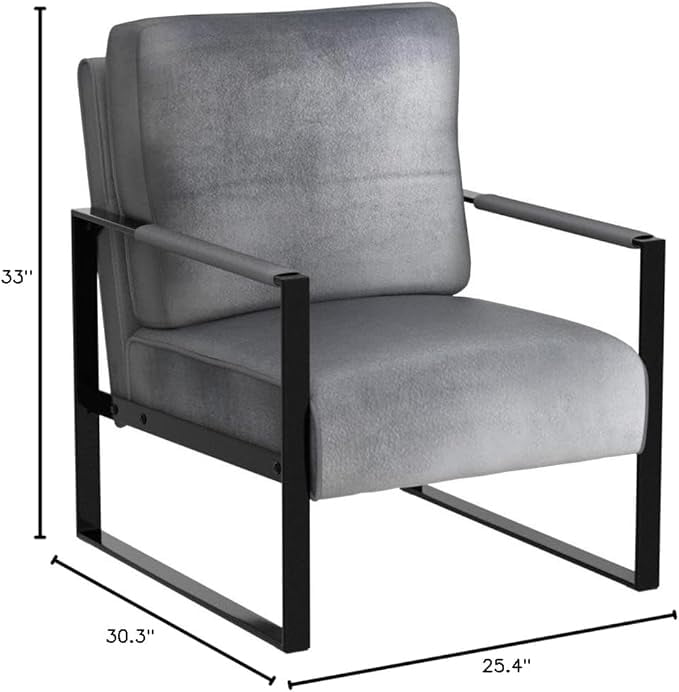 Modern Accent Chair with Durable Square Metal Frame