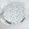 thumbnail image 3 of Ambesonne Floral Fitted Round Tablecloth, Pattern of Cosmos Flower Art, 56"- 60" Diameter, Off White and Sea Blue, 3 of 5
