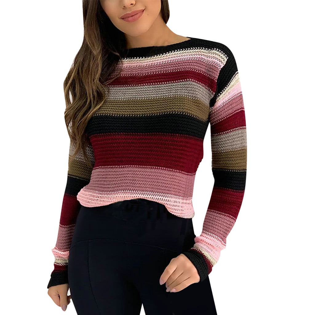 Girls Crew Sweater Pullover Cute Stripe Cat Long Sleeve Fall Knit Tops Size 5-12 