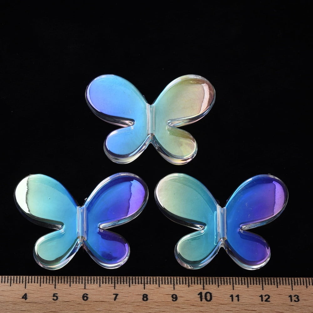 50pcs Transparent Acrylic Beads AB color Butterfly Clear AB 34x44x8mm Hole: 3mm