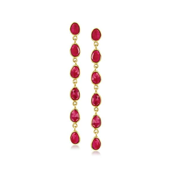 Ross-Simons 7.50 ct. t.w. Ruby Drop Earrings in 18kt Gold Over Sterling, Women's, Adult