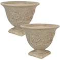 thumbnail image 2 of Sunnydaze Darcy 16" x 16" x 13" Round Beige Polyresin Outdoor Planter Pot 2-Count, 2 of 9