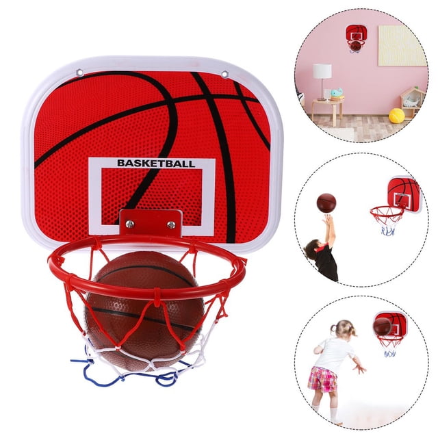 Dsseng 1 Ensemble Mini Panier de Basketball Intérieur Rond en Fer Rouge pour Amélioration de la Coordination Main-il au Bureau