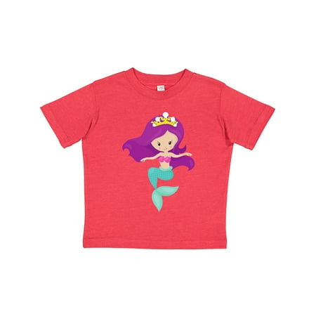 

Inktastic Cute Little Mermaid Purple Hair Crown Gift Toddler Toddler Girl T-Shirt