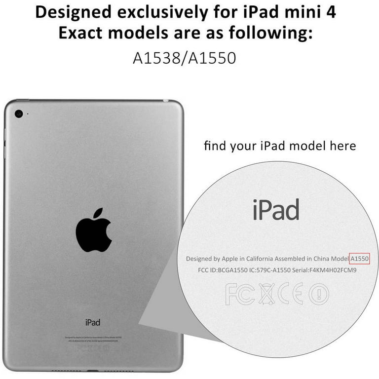 SuprJETech Apple iPad mini 4 Smart Case with Clear Back
