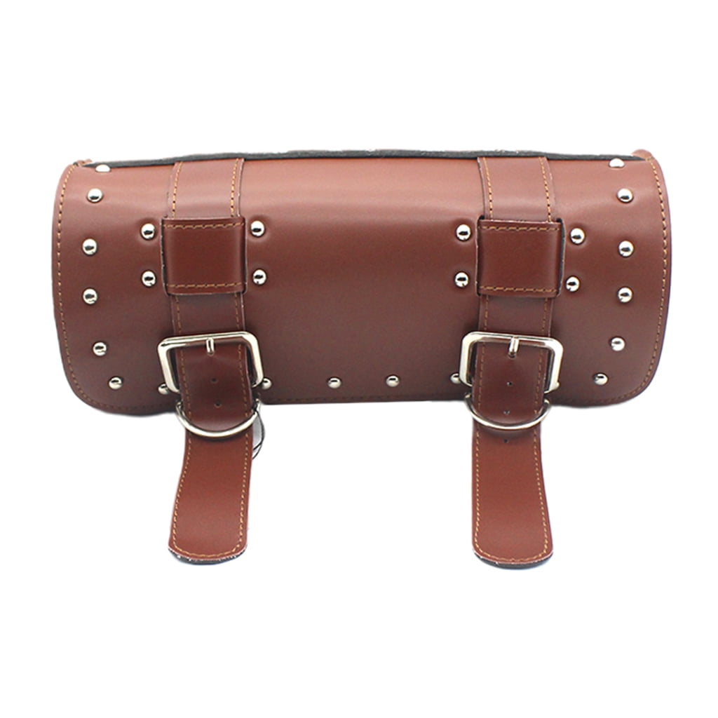 Bolsa De Manillar Para Moto De Cuero | Impermeable Y Resistente | Con 4 Correas Ajustables | Estilo Retro Vintage | Para Herramientas Y Viaje