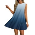 thumbnail image 2 of Danhjin Dresses for Women Casual Summer Print Sleeve Less Round Neck Dress Casual Loose Fits Pleated Detail Comfortable Flowy Mini Beach Vacation Dress With Pockets, 2 of 5