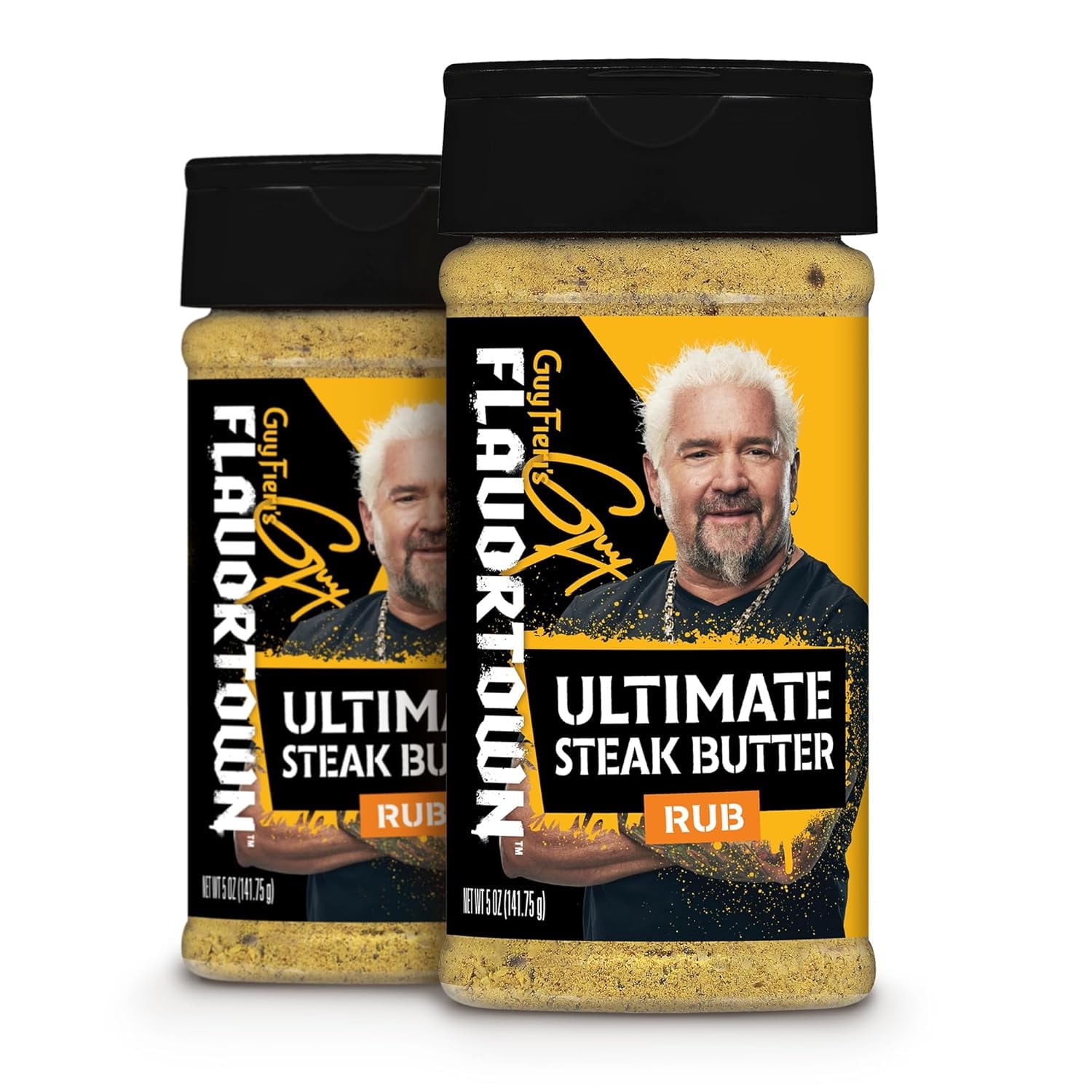 Guy Fieri's Flavortown Ultimate Steak Butter Seasoning - Blend of Salt, Spices, & Garlic, Meat Rub for Cooking & Grilling, for Steaks & Pork Chops, Gluten-Free, Savory & Buttery - 5 oz (Pack of 2)