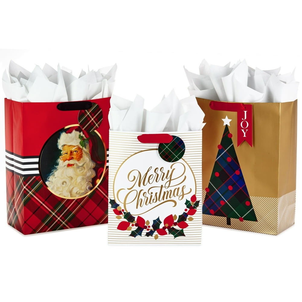 Hallmark Christmas Gift Bag Assortment with Tissue Paper (Pack of 3