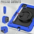 thumbnail image 5 of ELEHOLD Rugged Case for iPad Pro 11" 2022/2021/2020/2018 iPad Air 5/4 Full Body Protective Portable Folding Handle Grip 360° Rotating Kickstand Pencil Holder Shockproof Anti-Scratch Hybrid Cover,Blue, 5 of 8