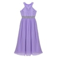 thumbnail image 2 of DPOIS Kids Floral Lace Flower Girl Dress Shiny Halter Neck Long Maxi Gown Lavender 6, 2 of 6