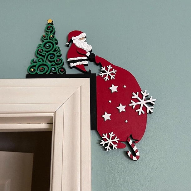 2024 Nuevo adorno de metal para puerta de Navidad, adorno para puerta de Halloween, decoración de letrero de esquina para marco de puerta superior, manualidades de bricolaje para paredes de ventanas p