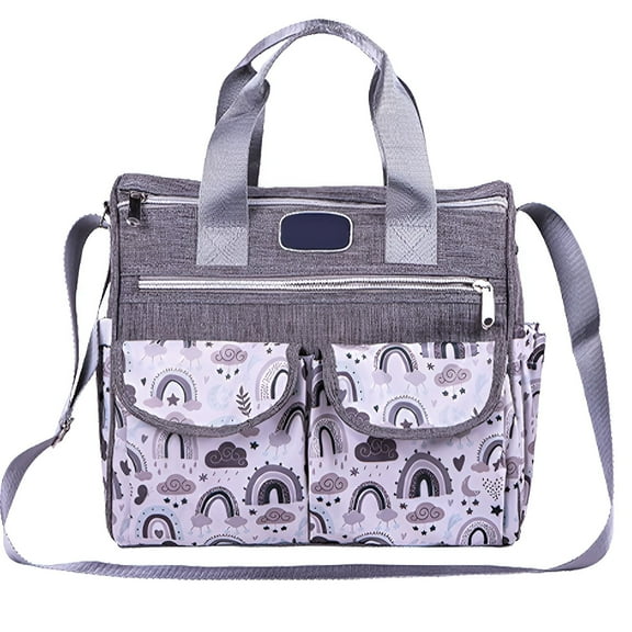 TELOLY Diaper Bag,11.8"*5.9"*11" Crossbody Diaper Bag,Polyester Tote Diaper Bags,Gray