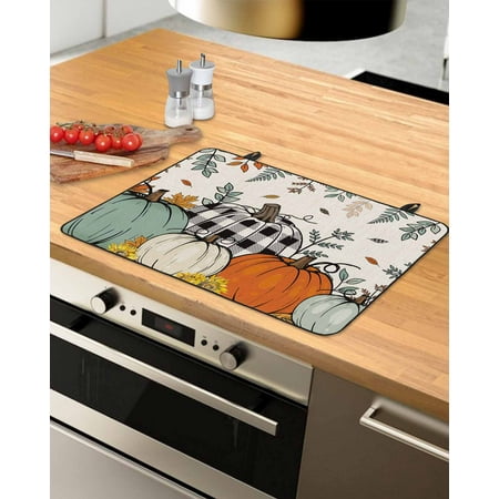 

Sage Green Fall Stove Top Covers for Electric Stove Heat Insulation Fireproof Glass Cooktop Cover Counter Top Glass Stove Cover for Prevent Scratches 29 x21 Thanksgiving Pumpkins Botanical Rustic