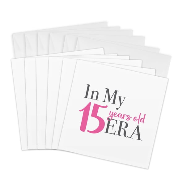 3drose, My Birthday Era 15 Years Old, 6 Greeting Cards with Envelopes
