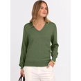 thumbnail image 2 of CAILDANL Womens Long Sleeve V Neck Sweaters 2025 Fall Casual Classic Soft Loose Fit Basic Pullover Jumper Top, 2 of 2