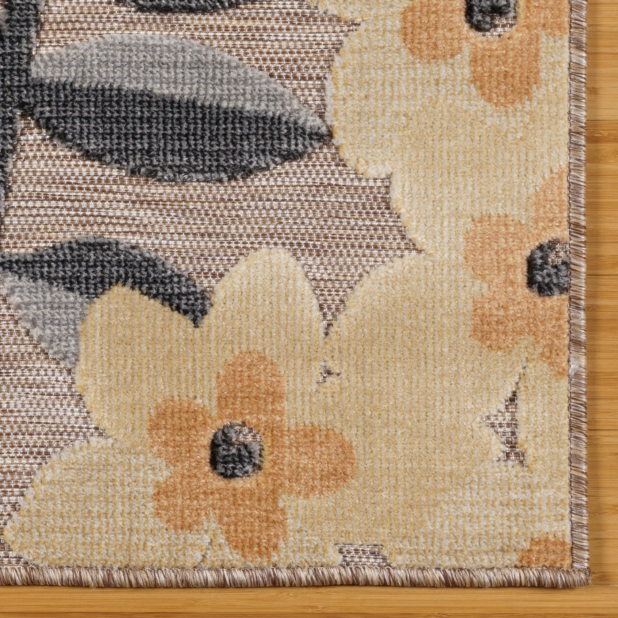 Gertmenian Tara Polly Coastal Floral Outdoor Gray Area Rug, 8x10