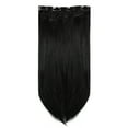 thumbnail image 2 of SHCKE 18" 3Pcs Clip in Hair Extensions Straight Hair Extensions Synthetic Fiber Clip On Hair Extensions for Women Dark Black, 2 of 5