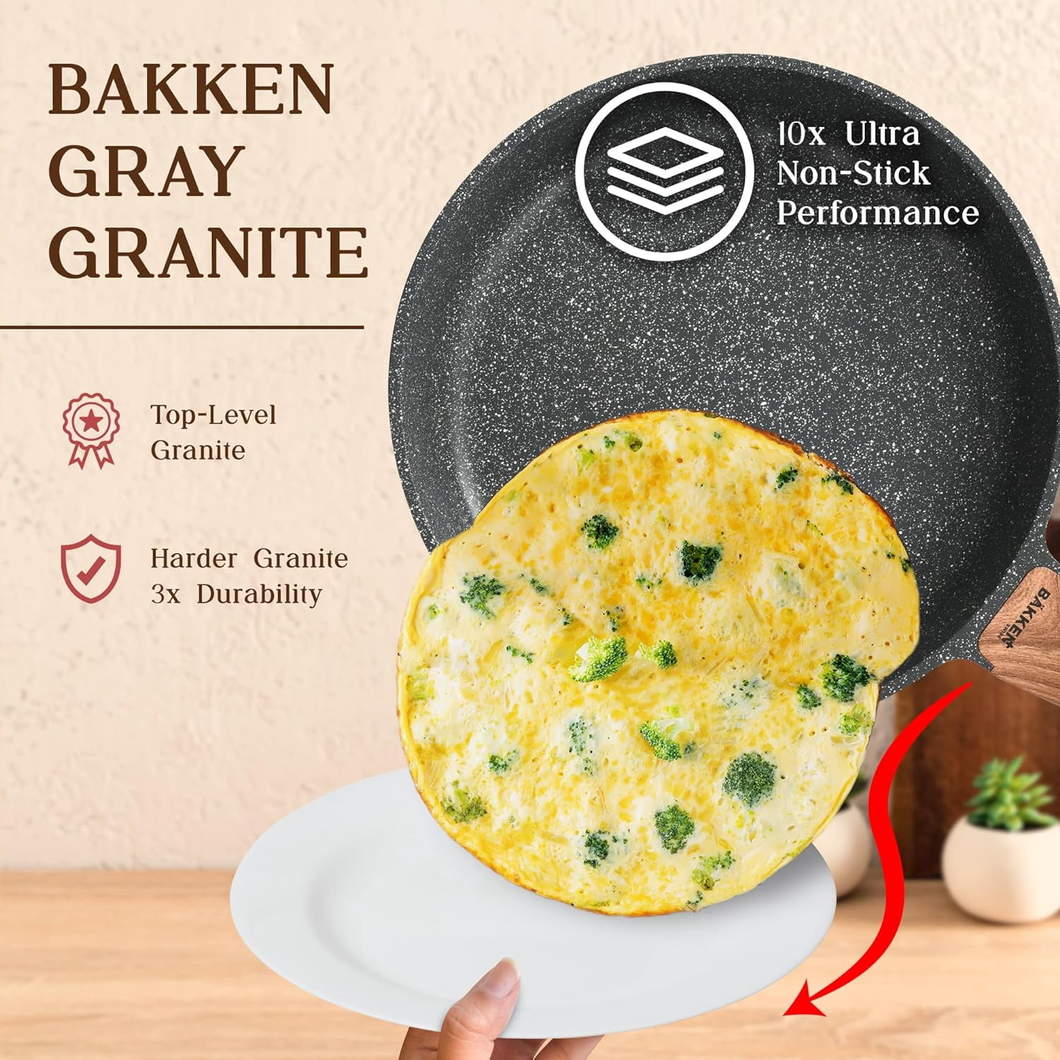 Bakken 20-Piece Kitchen Cookware Set – Granite Non-Stick – Eco-Friendly – for All Stoves & Oven-Safe - Marble coating